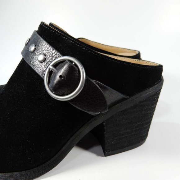 Sofft Corey Comfort Belted Mule CLOGS Size 7 Black Suede Biker Western NEW - Picture 9 of 12